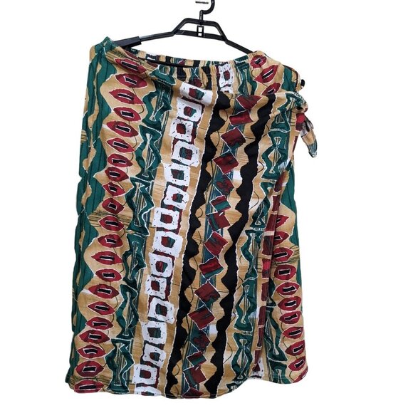 Vintage Carolina Colours Wrap Skirt With Bold Abstract Print Size 20 Cotton & Po - Picture 1 of 7